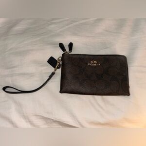Coach Dark Brown Leather Wristlet
